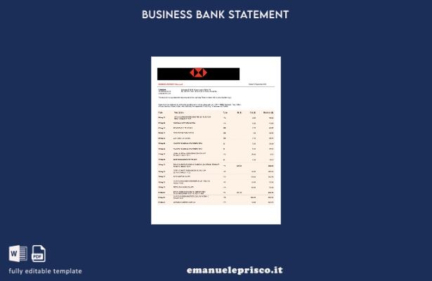 stile verificato Modello di modello Word e PDF di estratto conto della banca bri